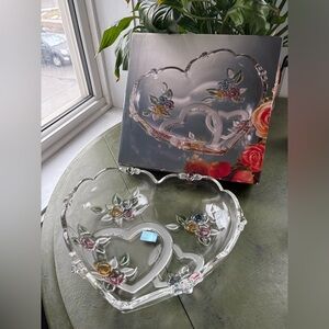 Floral Heart-Shaped Glass Dish